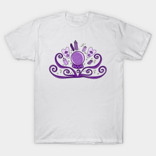 Mystical Purple Fortune Teller, Crystal Ball, Crystals, and Planchettes Design, made by EndlessEmporium T-Shirt